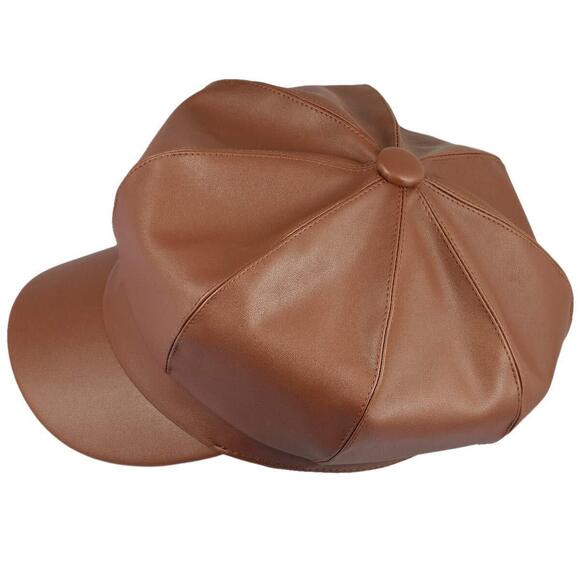 6732 Brown Newsboy Plain Cabbie Visor Beret Hat & Grey Natural Silk Night main image 5